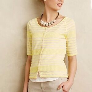 Anthropologie Moth ButterYellow Striped Women's Top
